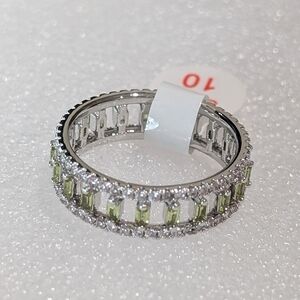 NWT Bomb Party "The Chelsea Ring" RBP4627 LC Peridot CZ Rhodium Plated Sz10 Ring